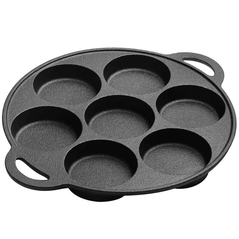 High quality die-cast non-stick induction Heavy gauge 7pc cupcake / 7 slot pancake baking pan