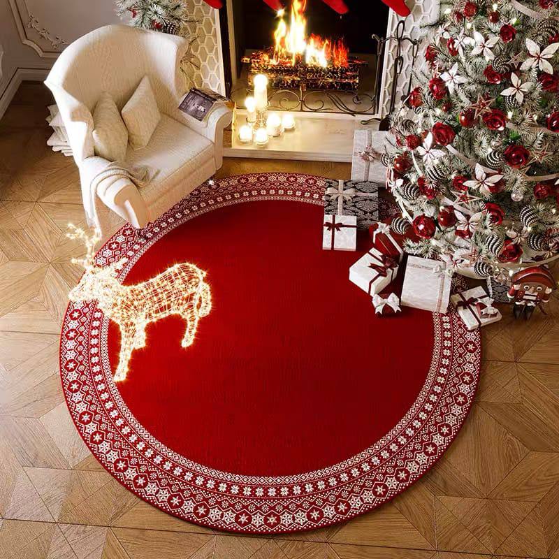 Christmas Circular Carpet Washable Anti Slip Carpet New Year Atmosphere Mat Decoration*
Size: 120cm