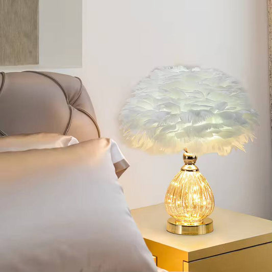 CRYSTAL FEATHER LAMP TABLE