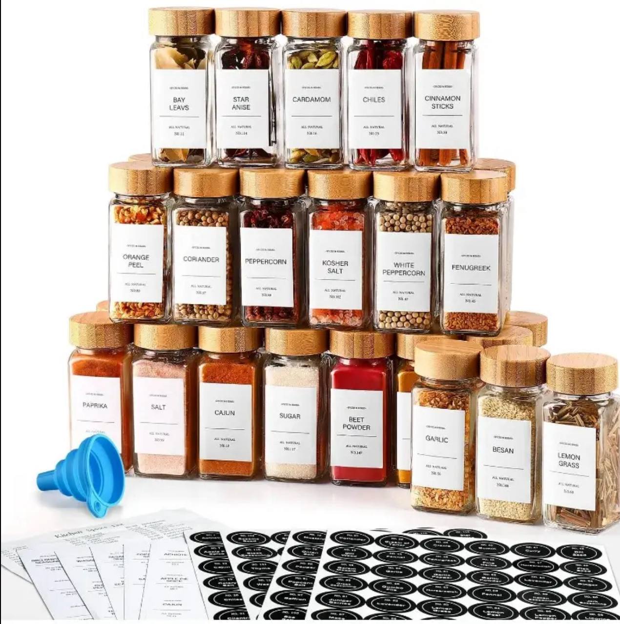 Spice Containers with Bamboo lid