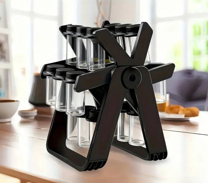 Rotary seasoning rack with jars