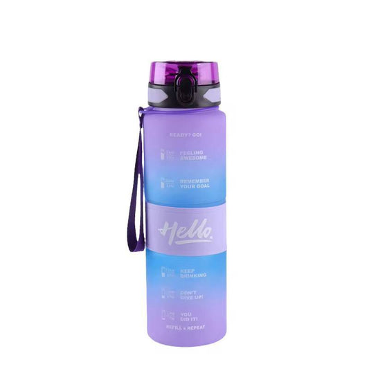 1000Ml Hello Leakproof BPA Free Drinking  Water Bottle with Time Marker & Sthraw