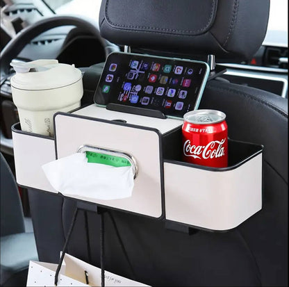 Multifunctional car seat backrest storage box