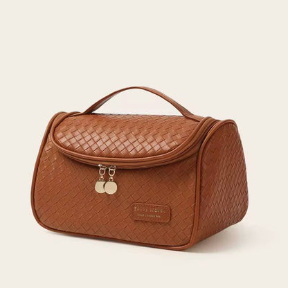 Leather cosmetics / make up organizer travel bag