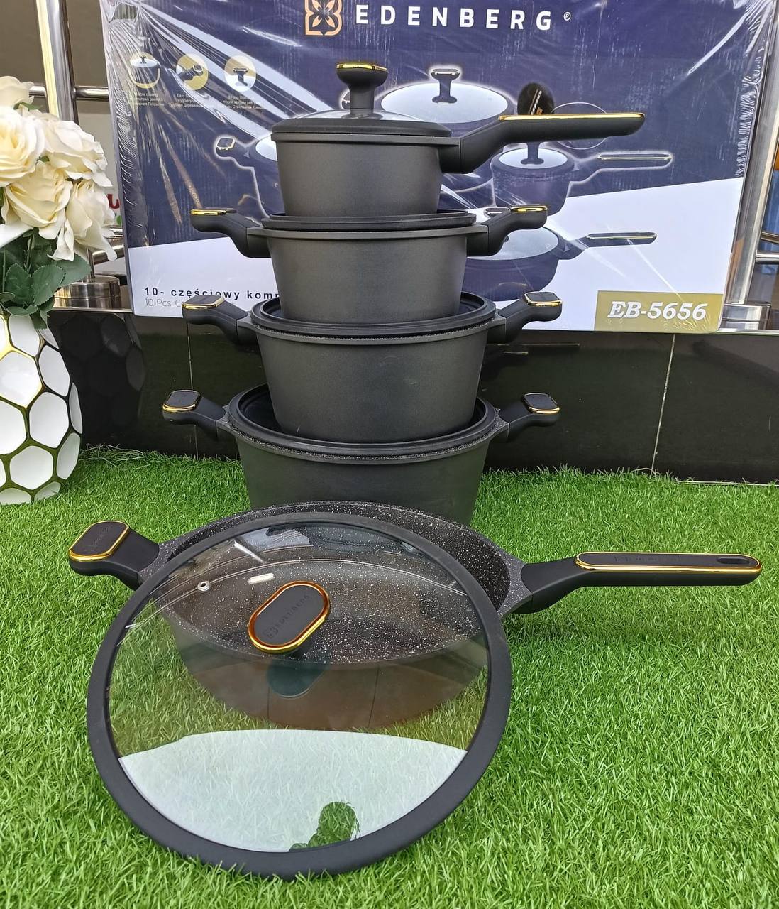 10pcs Edenburg  Nonstick cookware set with gold handles