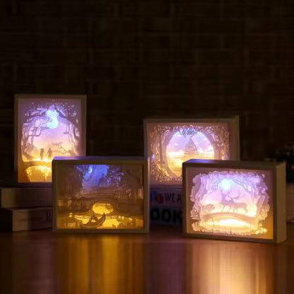creative 3d paper carving light ornaments LEd table lamp