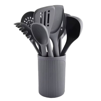High Temperature resistant heavy duty silicone cooking/serving spoons with hard TPR handles