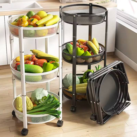 Foldable round rotating multi layer rack