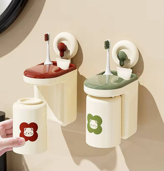 Strong Adhesive Wall Mounted Toothbrush Cup Rack