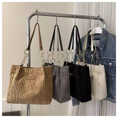 Suede detailed ladies shoulder tote bag