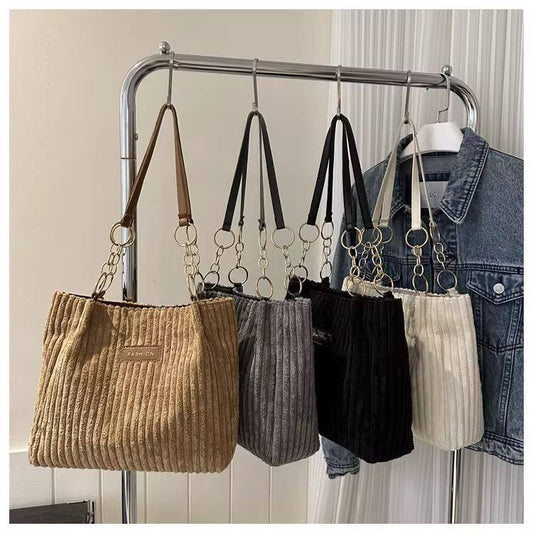 Suede detailed ladies shoulder tote bag