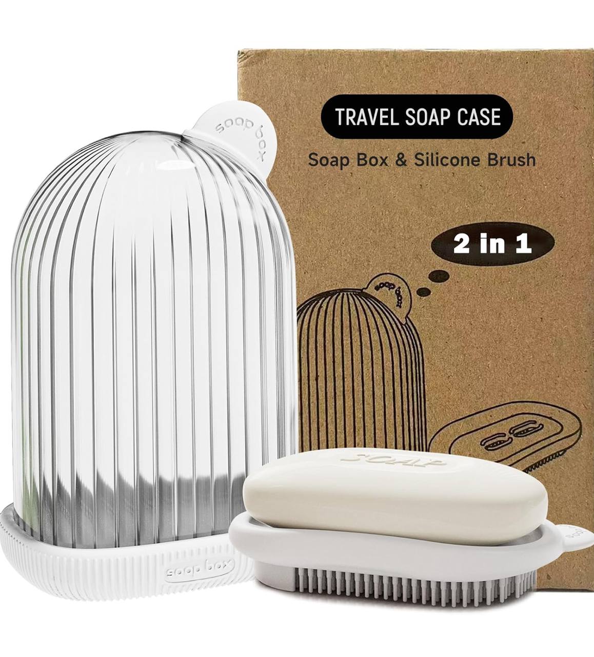 Portable Travel soap dish holder with shower brush