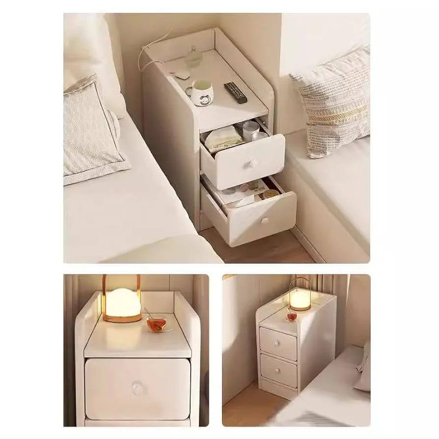 Minimalist wooden bedside table with drawer