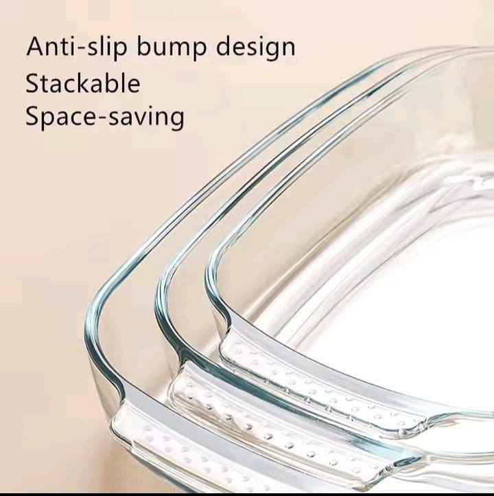 3pcs BAKING & MICROWAVEABLE glass casserole tins