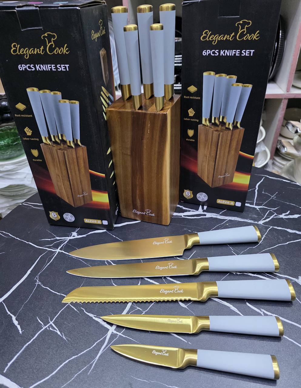 7pcs Set High quality Stainless Steel Knife Set with Hallow handle.