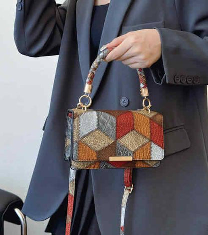 Fashionable multicolored diamond sling bag