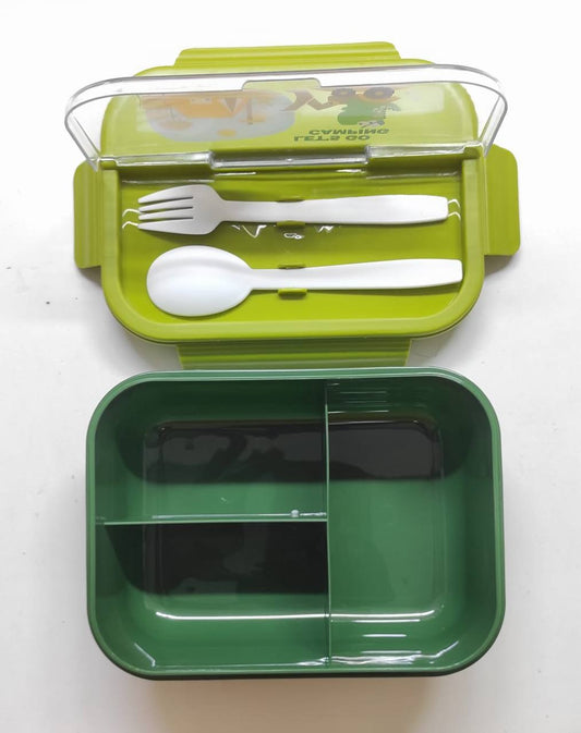 3 Compartment Lunch Box for Kids, Big Lunch Box with Spoon and Fork