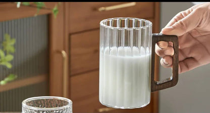 350ml Unique Elegant Glass Mugs.
High Borosilicate Tea/Coffee Cup glass with walnut wooden Handle.
Heat resistance.