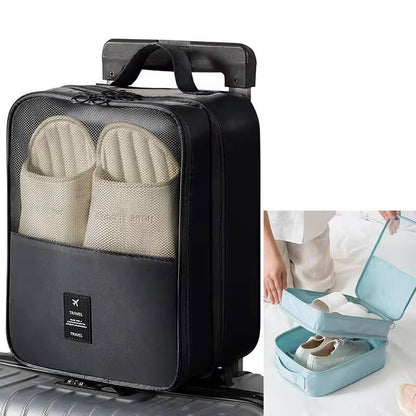 Waterproof  Travel  bag organizer  has 3 zip, 3 level shoe bag