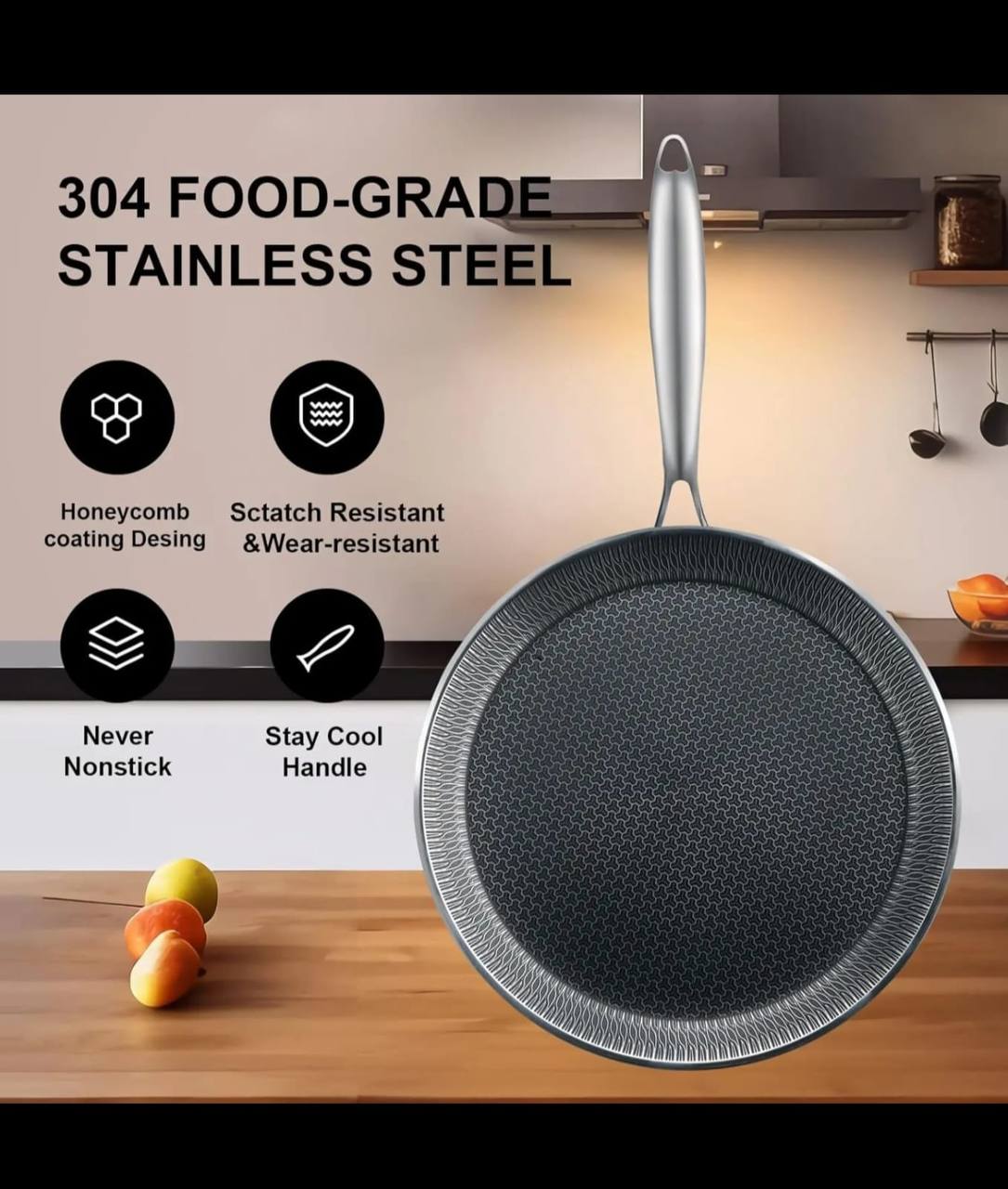 Premium Quality 
Flat Skillet Griddle Pan for  Pancakes / Chapati/ Eggs / Pizza etc.