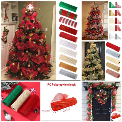 Christmas Ribbon Tree Decoration Mesh Tulle Roll Fabric