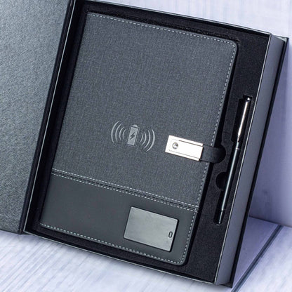 Advanced Smart A5 Notebook Portfolio, With Pendrive, Wireless Charging and Power Bank