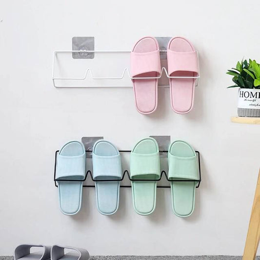 2 pair Slipper steel Rack( self adhesive) Wall-Mounted Punch-Free for Home Bathroom