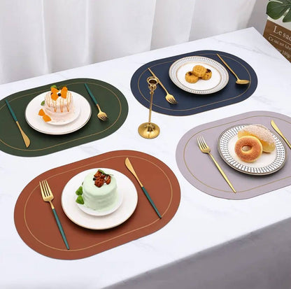 NORDIC DOUBLE SIDED 6PCS LEATHER ANTI-SLIP TABLE MATS