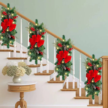 CHRISTMAS STAIRCASE WREATH DECORATIONS