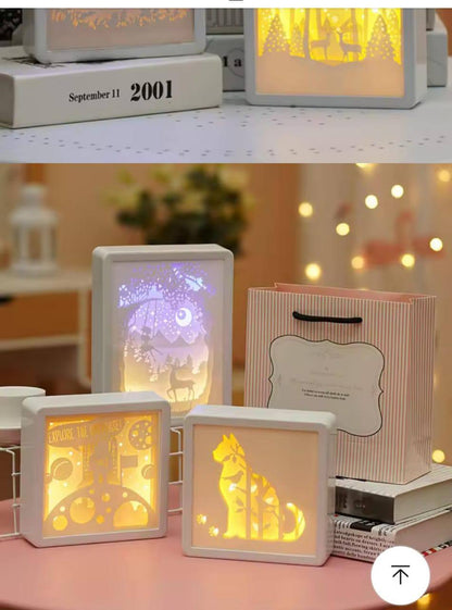 creative 3d paper carving light ornaments LEd table lamp