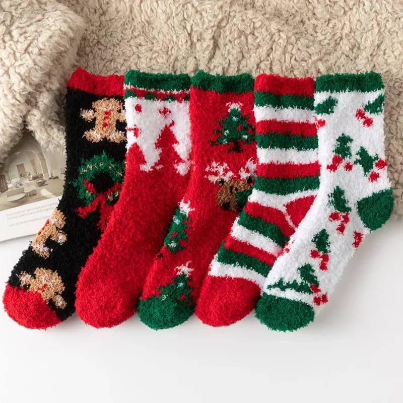 Christmas  Warm Thick Floor Sleeping Socks Snowflake Deer Tree Gift Socks each pair
