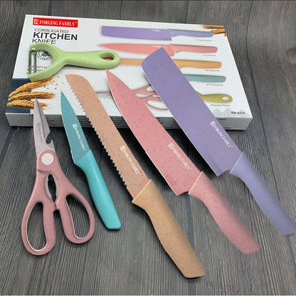 Macaroon Colourful Straw Six Piece Knife Set