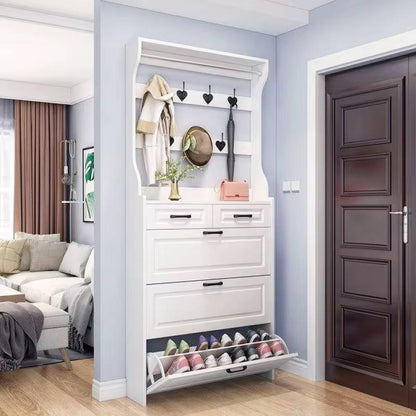 Multi-Function Hallway Shoe Cabinet with Coat Rack (24cm Slim Design)