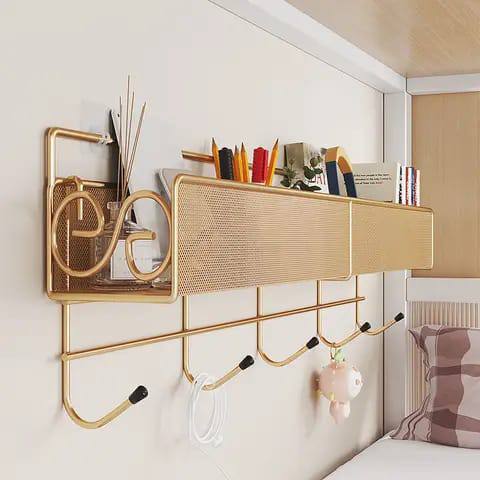 New design Mesh Bathroom rack with self adhesive stickers and hooks