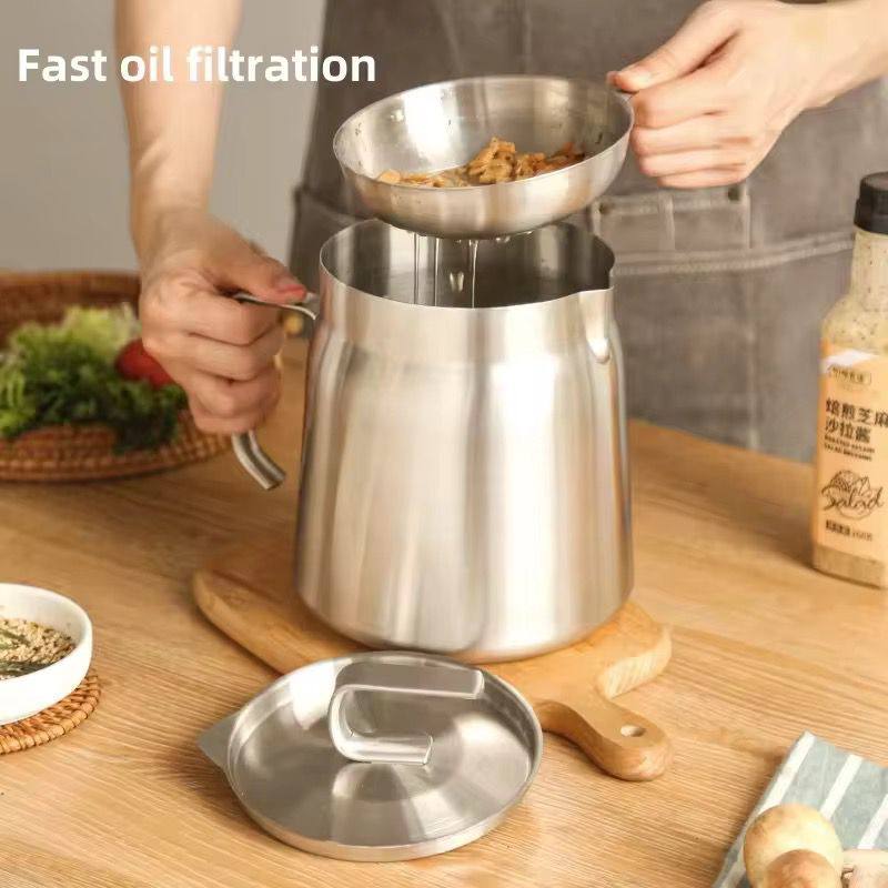 Stainless steel oil strainer pot with frying basket filter