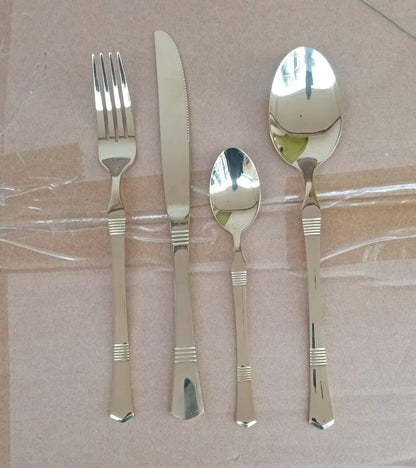 Berger 24 Piece Silverware Flatware Cutlery Set with Square Stand