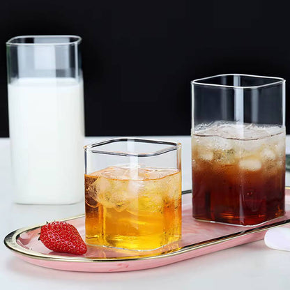 Square Glass Cup Heat-resistant Juice Milk Tea Glass Cup