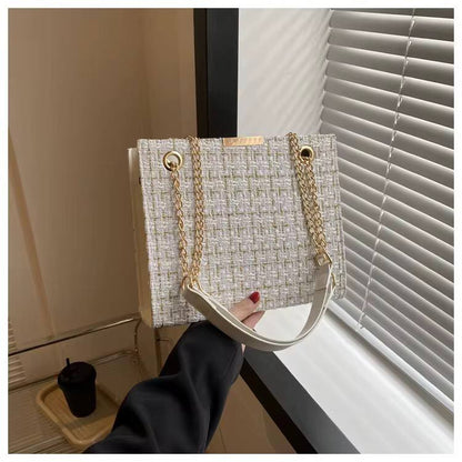 Color block plaid chain crossbody bag