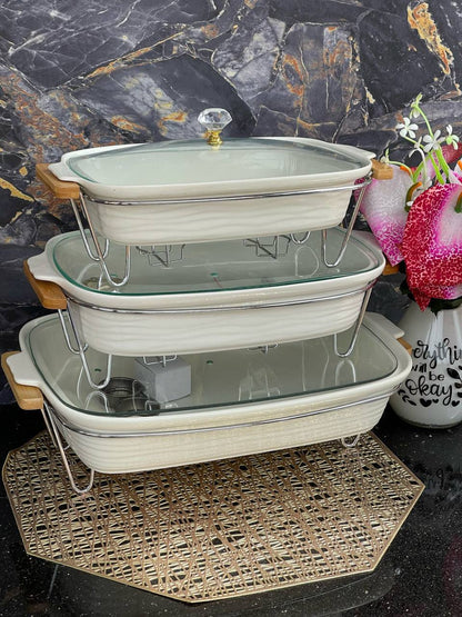 White plain Food warmers 
3 PCs set