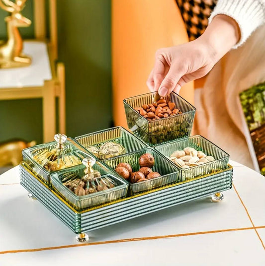 Multipurpose Acrylic Square Candy Serving Plate Bowl Stand with Base Tray