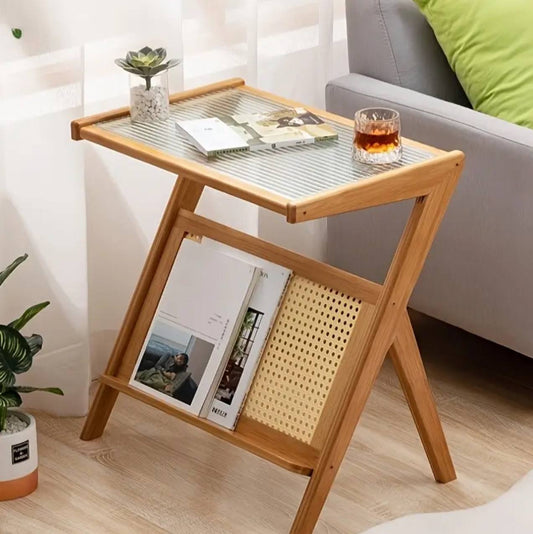 Rattan Side Table/ Bedside Table/Boho End Table