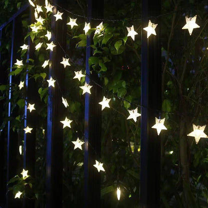 Solar Powered Outdoor Star Lights Christmas Theme