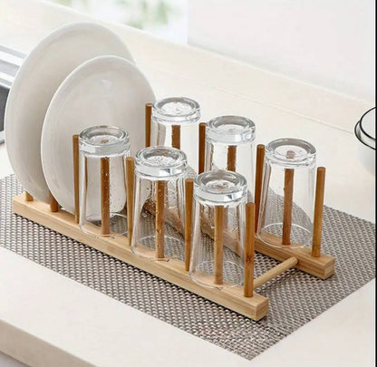 8 Slot Bamboo Plate Rack