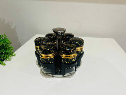 7pcs marble rotating spice jars