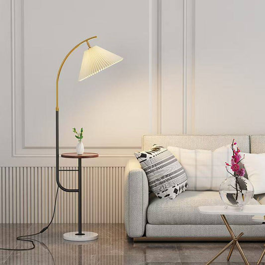 Elegant Arc Floor Lamp with Side Table