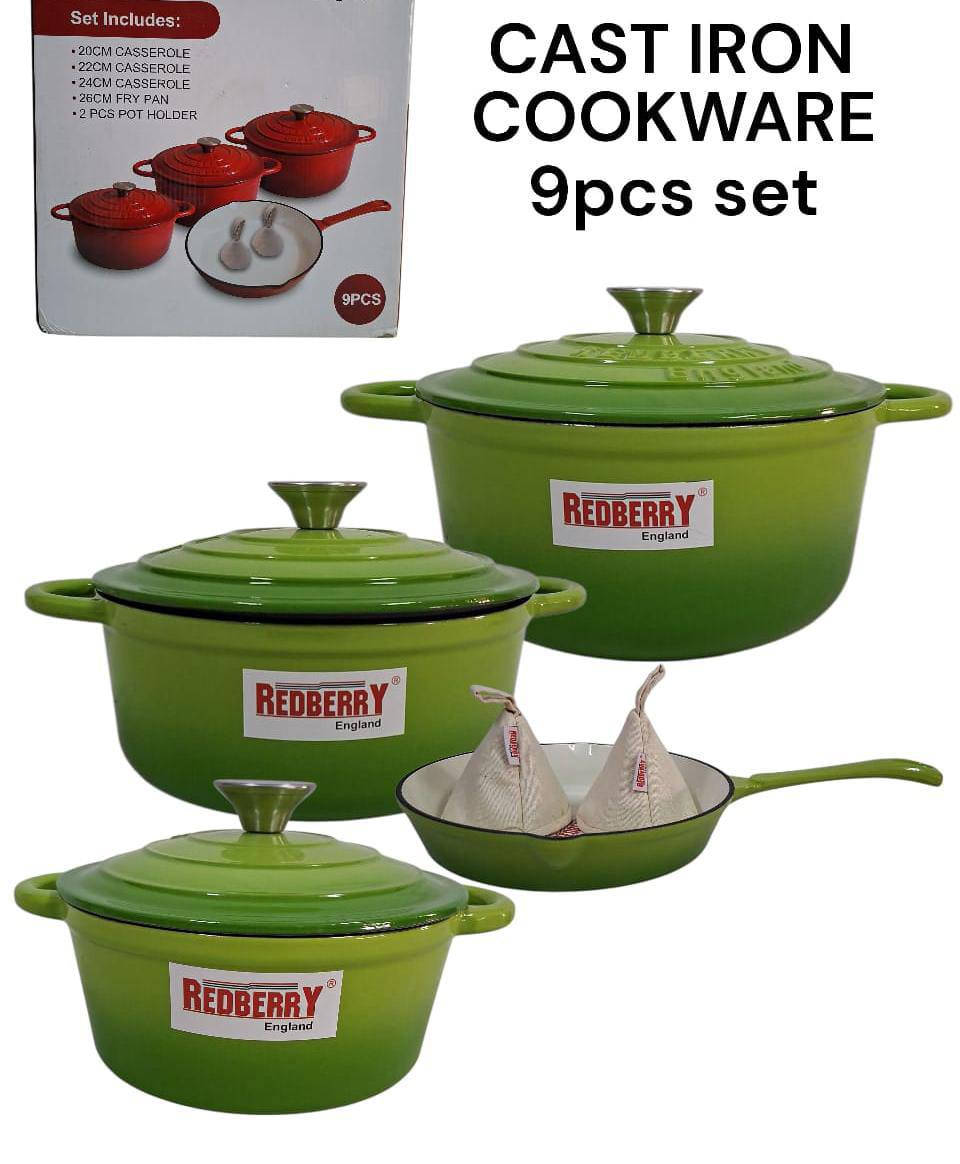 9pcs Enamel Cast iron cooking pots