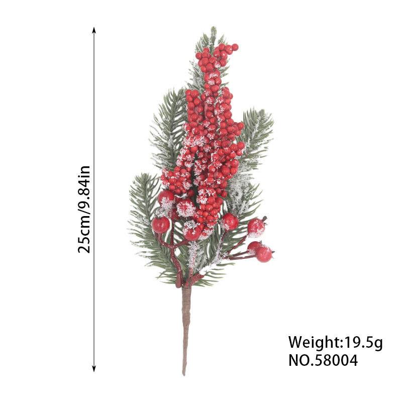 Green&Red Christmas Pine Branches Home Table Decoration DIY Accessories Artificial Tree Branches Xmas Tree Ornaments