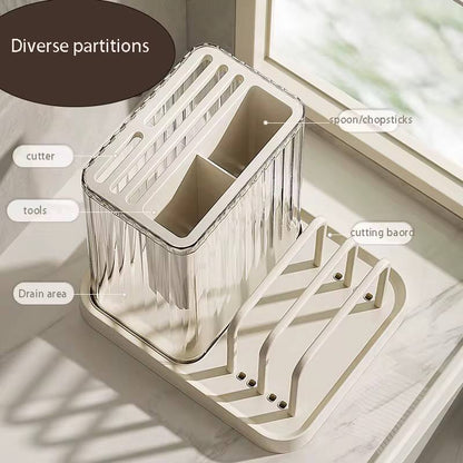 Multifunctional cutlery organizer with chopping board holder and knife organizer