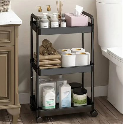 Multi purpose 3 -layer metal storage / movable trolley rack