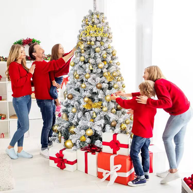 Snow flocked Christmas trees